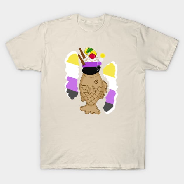 Pride Taiyaki Ice cream-Nonbinary flag T-Shirt by VixenwithStripes